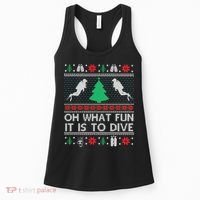 Funny Scuba Diving Diver Ugly Christmas Xmas Women's Tank Top thumb 0