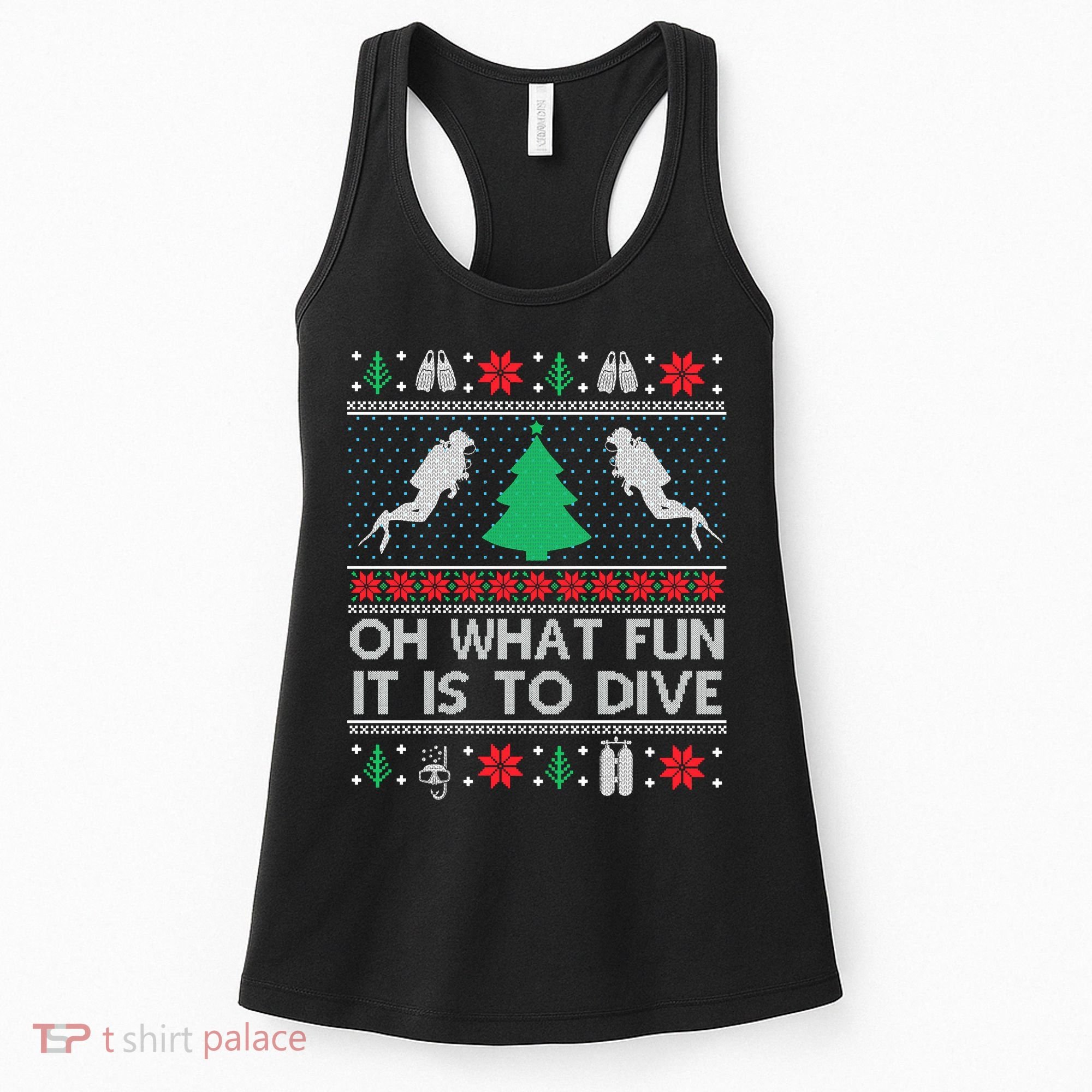 Funny Scuba Diving Diver Ugly Christmas Xmas Women's Tank Top