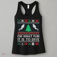 Funny Scuba Diving Diver Ugly Christmas Xmas Women's Tank Top thumb 3