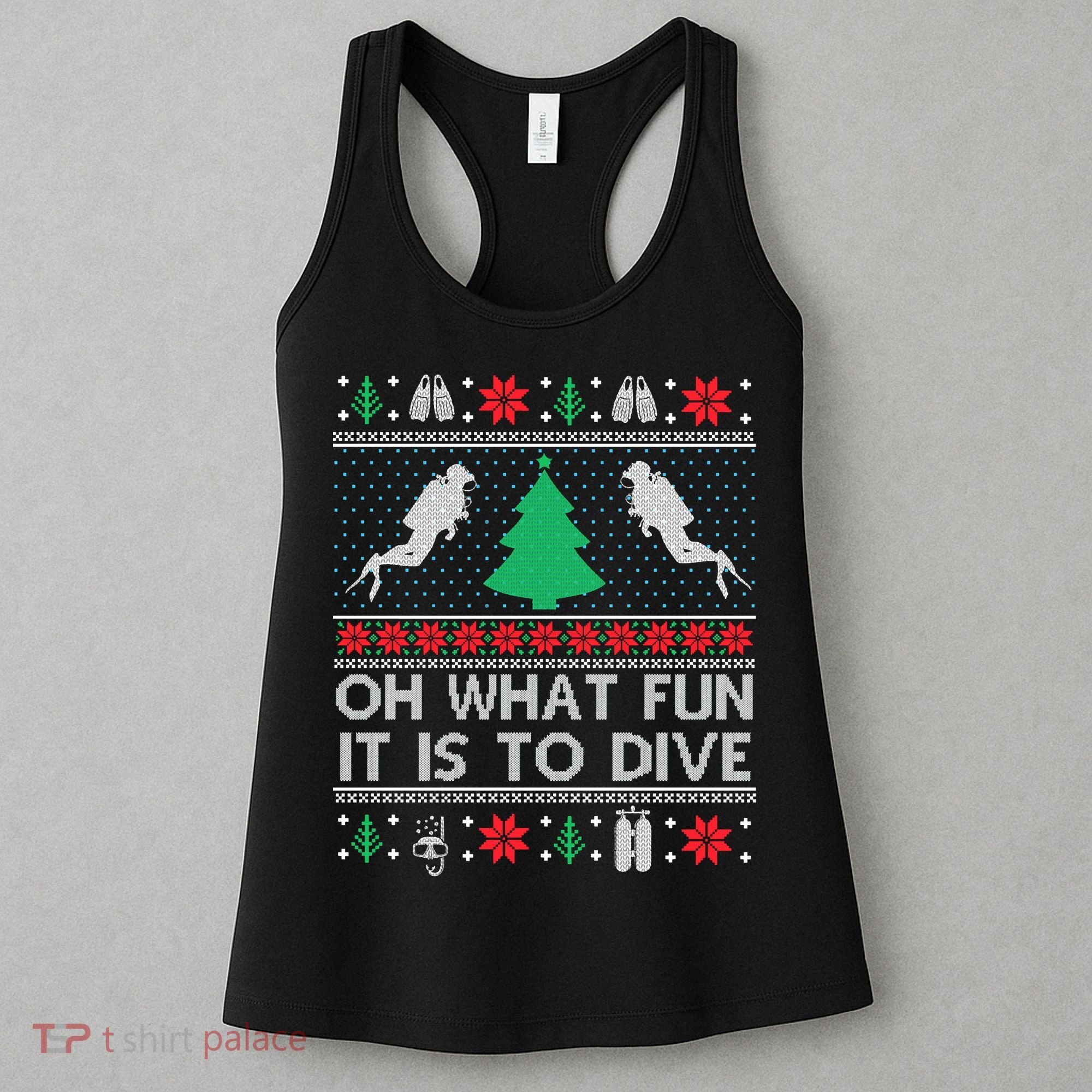 Funny Scuba Diving Diver Ugly Christmas Xmas Women's Tank Top