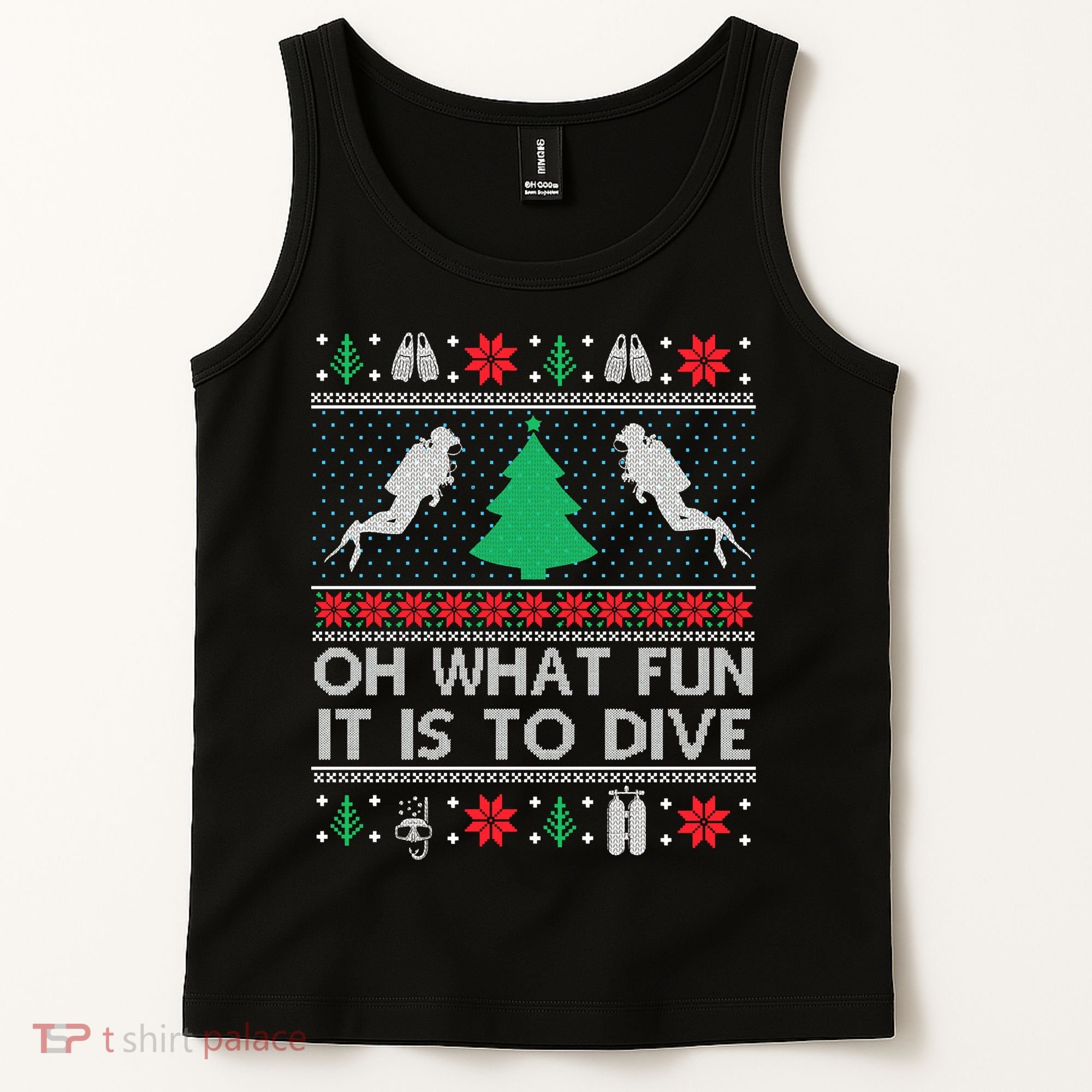 Funny Scuba Diving Diver Ugly Christmas Xmas Tank Top