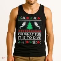 Funny Scuba Diving Diver Ugly Christmas Xmas Tank Top thumb 3