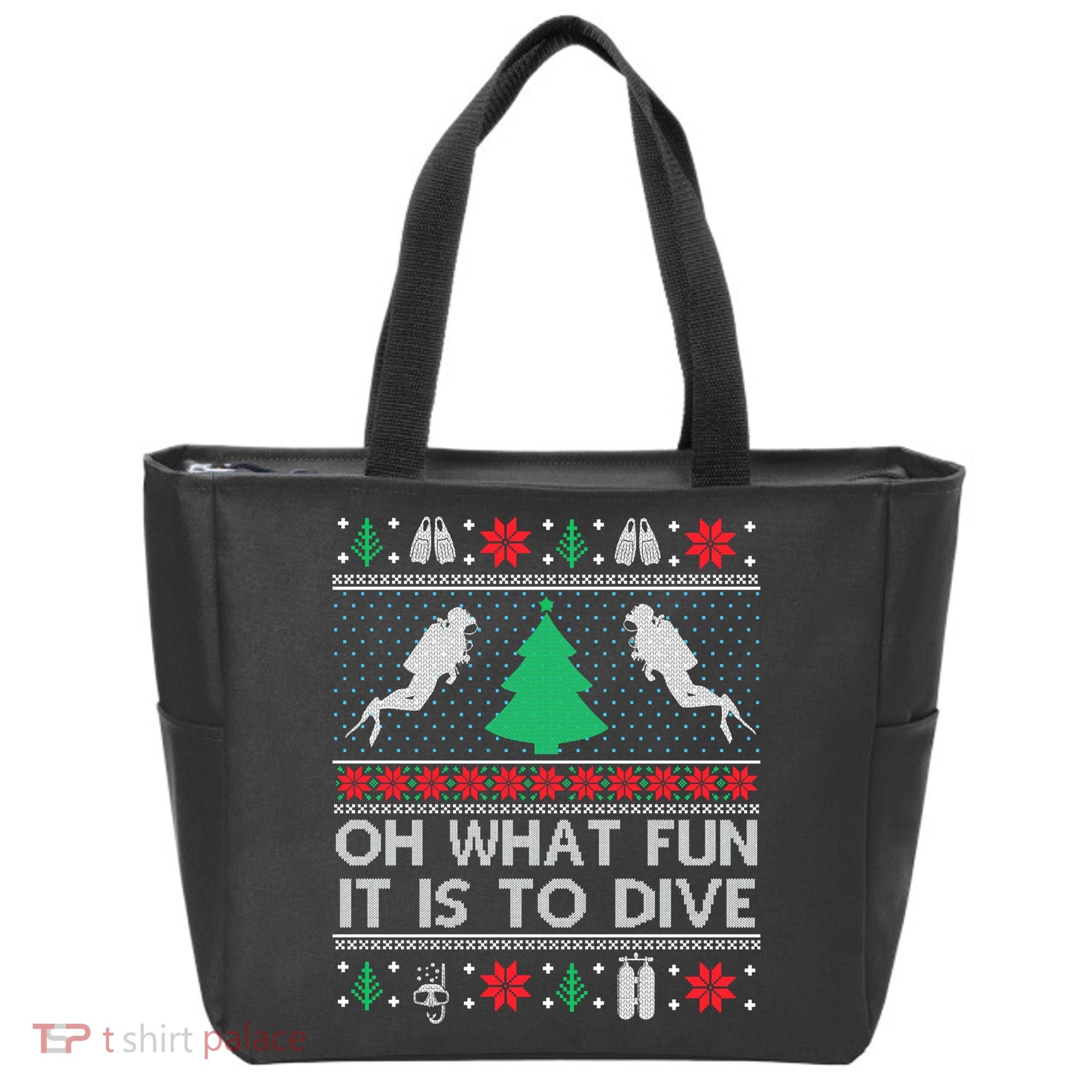 Funny Scuba Diving Diver Ugly Christmas Xmas Tote Bag
