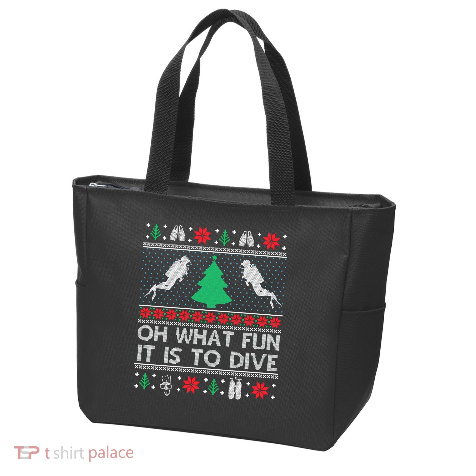 Funny Scuba Diving Diver Ugly Christmas Xmas Tote Bag