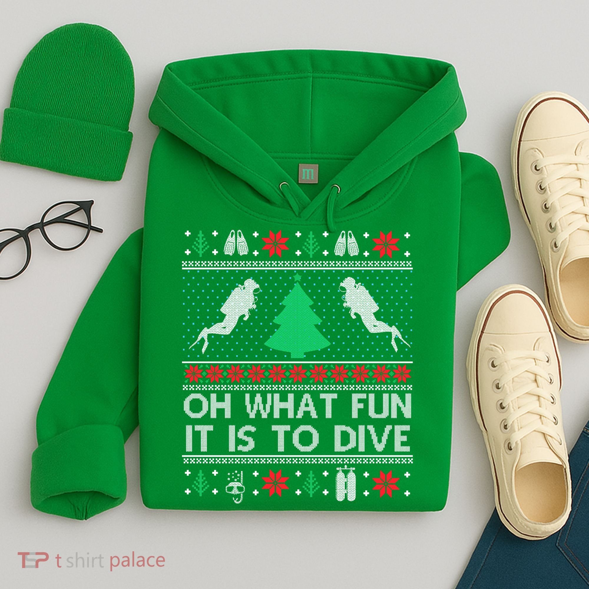Funny Scuba Diving Diver Ugly Christmas Xmas Hoodie