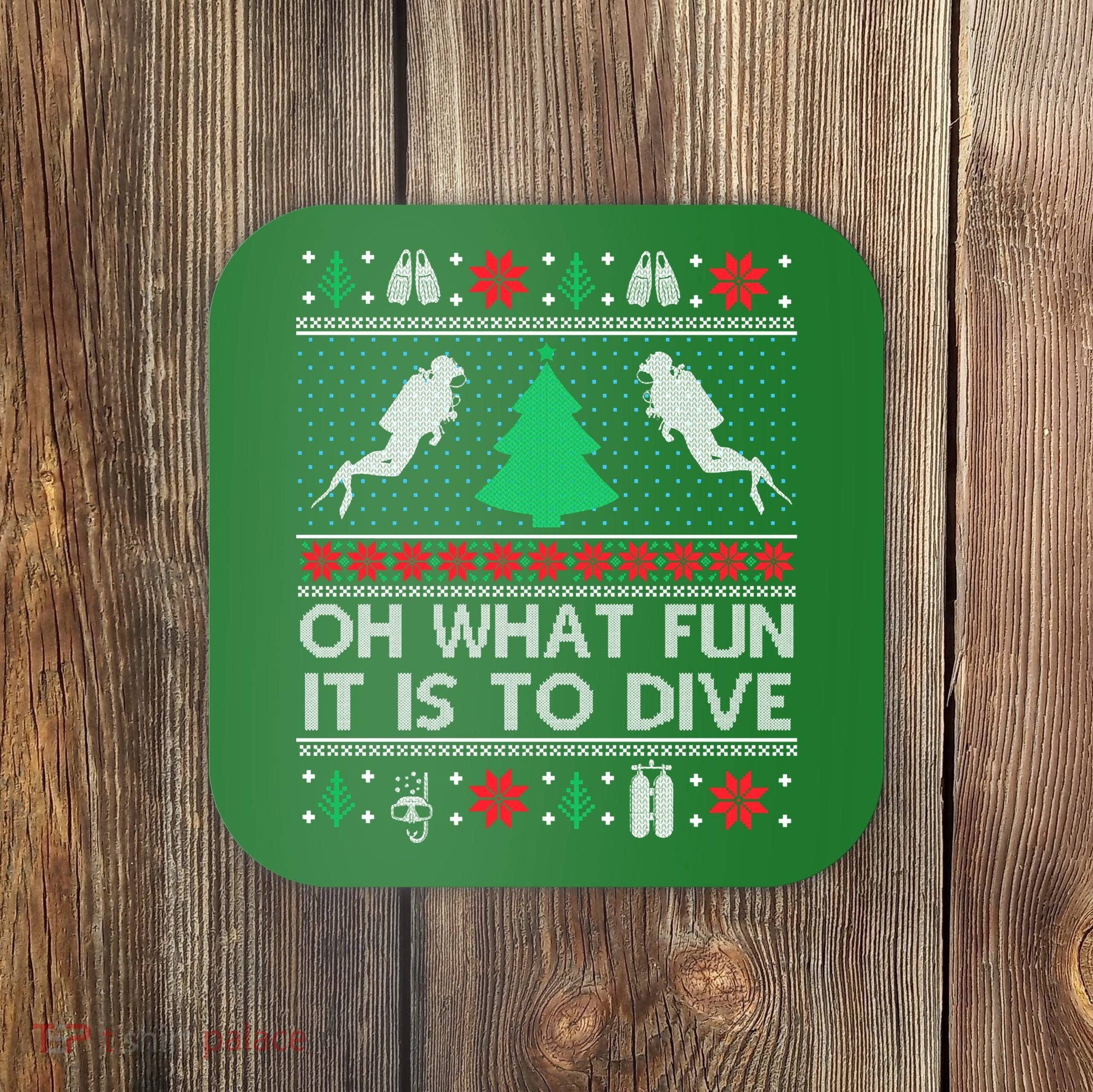 Funny Scuba Diving Diver Ugly Christmas Xmas Coaster