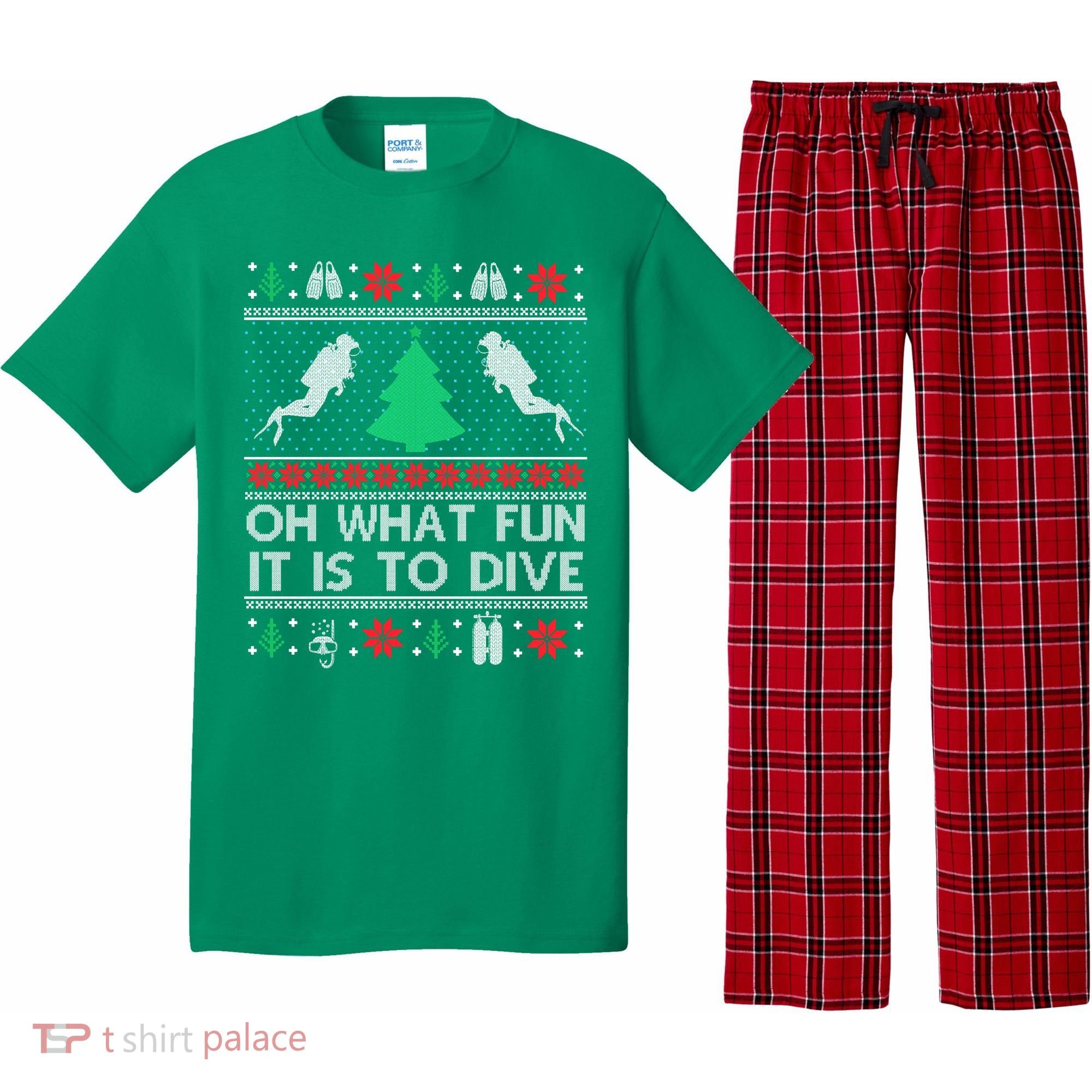 Funny Scuba Diving Diver Ugly Christmas Xmas Pajama Set