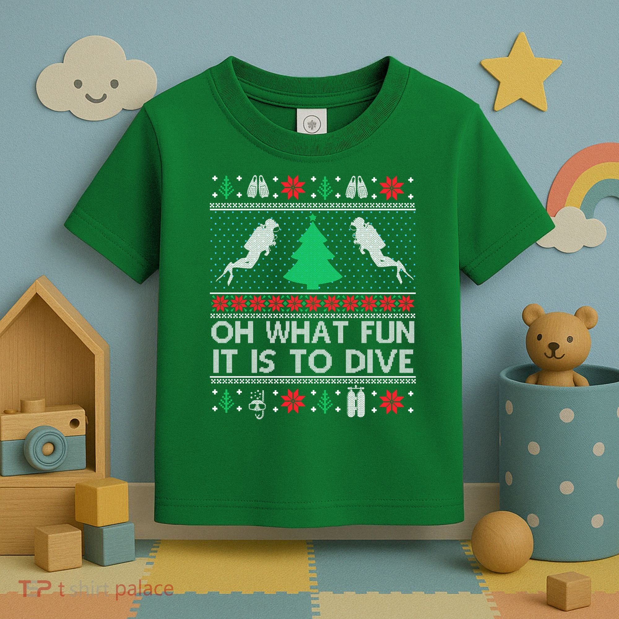 Funny Scuba Diving Diver Ugly Christmas Xmas Toddler T-Shirt