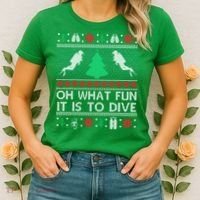 Funny Scuba Diving Diver Ugly Christmas Xmas Women's T-Shirt thumb 2