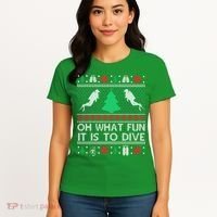 Funny Scuba Diving Diver Ugly Christmas Xmas Women's T-Shirt thumb 4