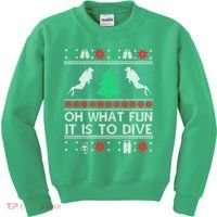 Funny Scuba Diving Diver Ugly Christmas Xmas Kids Sweatshirt thumb 0