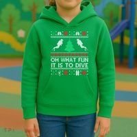 Funny Scuba Diving Diver Ugly Christmas Xmas Kids Hoodie thumb 3