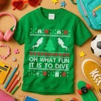 Funny Scuba Diving Diver Ugly Christmas Xmas Kids T-Shirt thumb 3