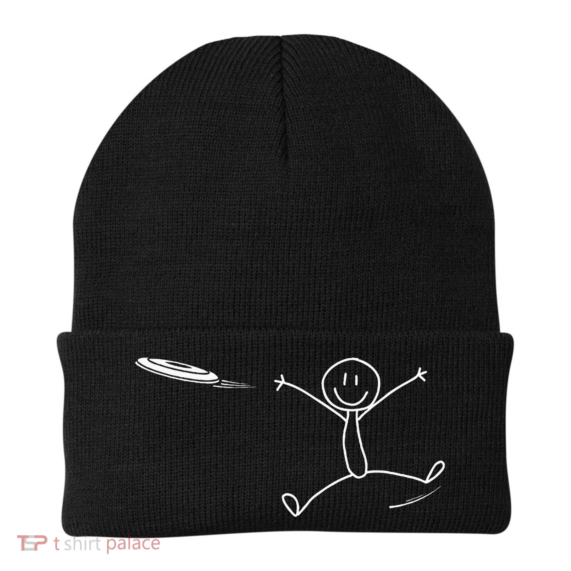 Frisbee Stickman Disc Golf Funny Ultimate Frisbee Game Beanie
