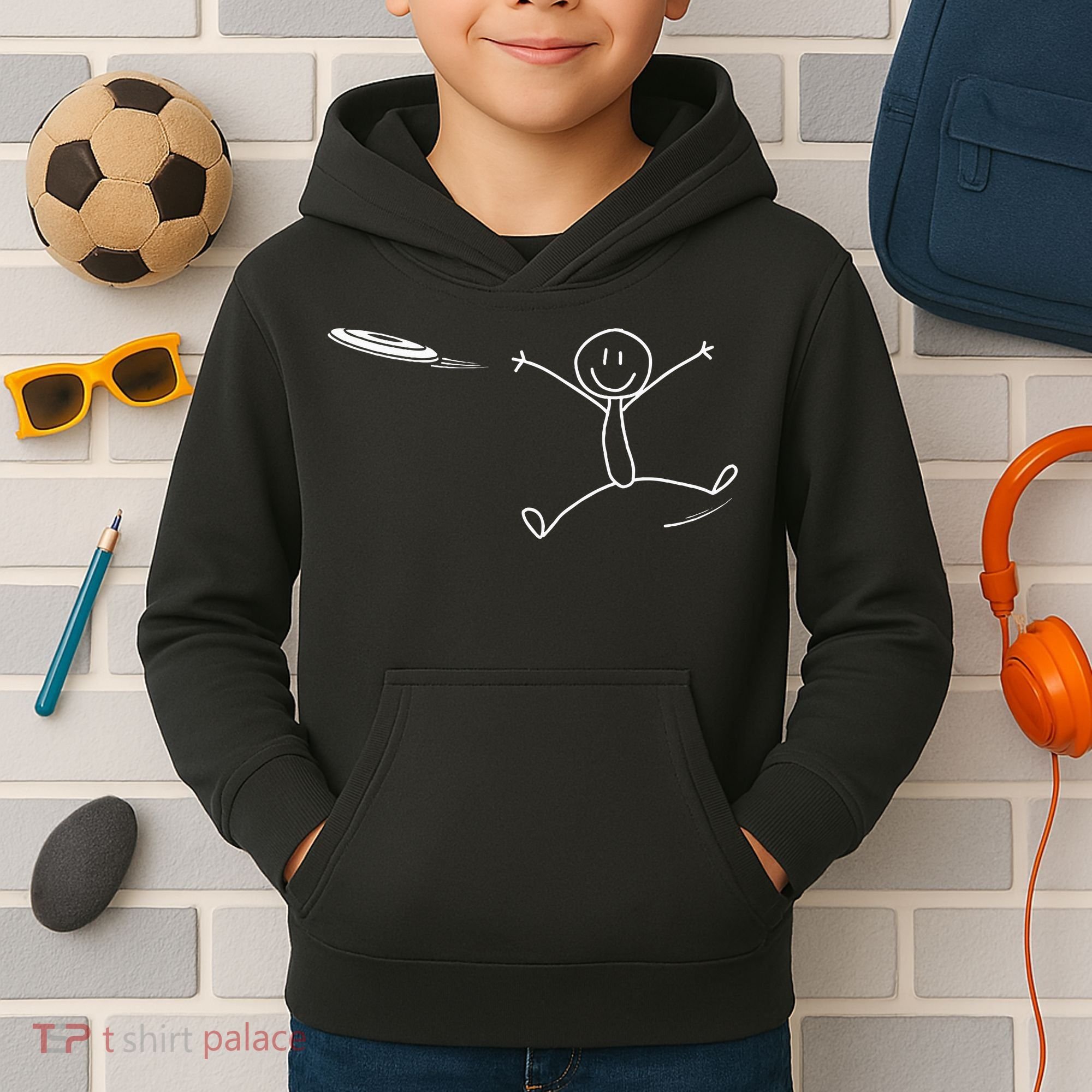 Frisbee Stickman Disc Golf Funny Ultimate Frisbee Game Kids Hoodie