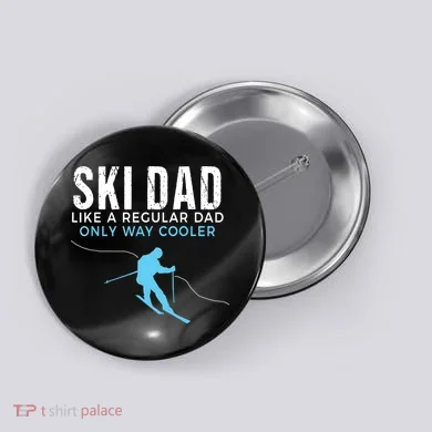 Funny Ski Dad Skier Button