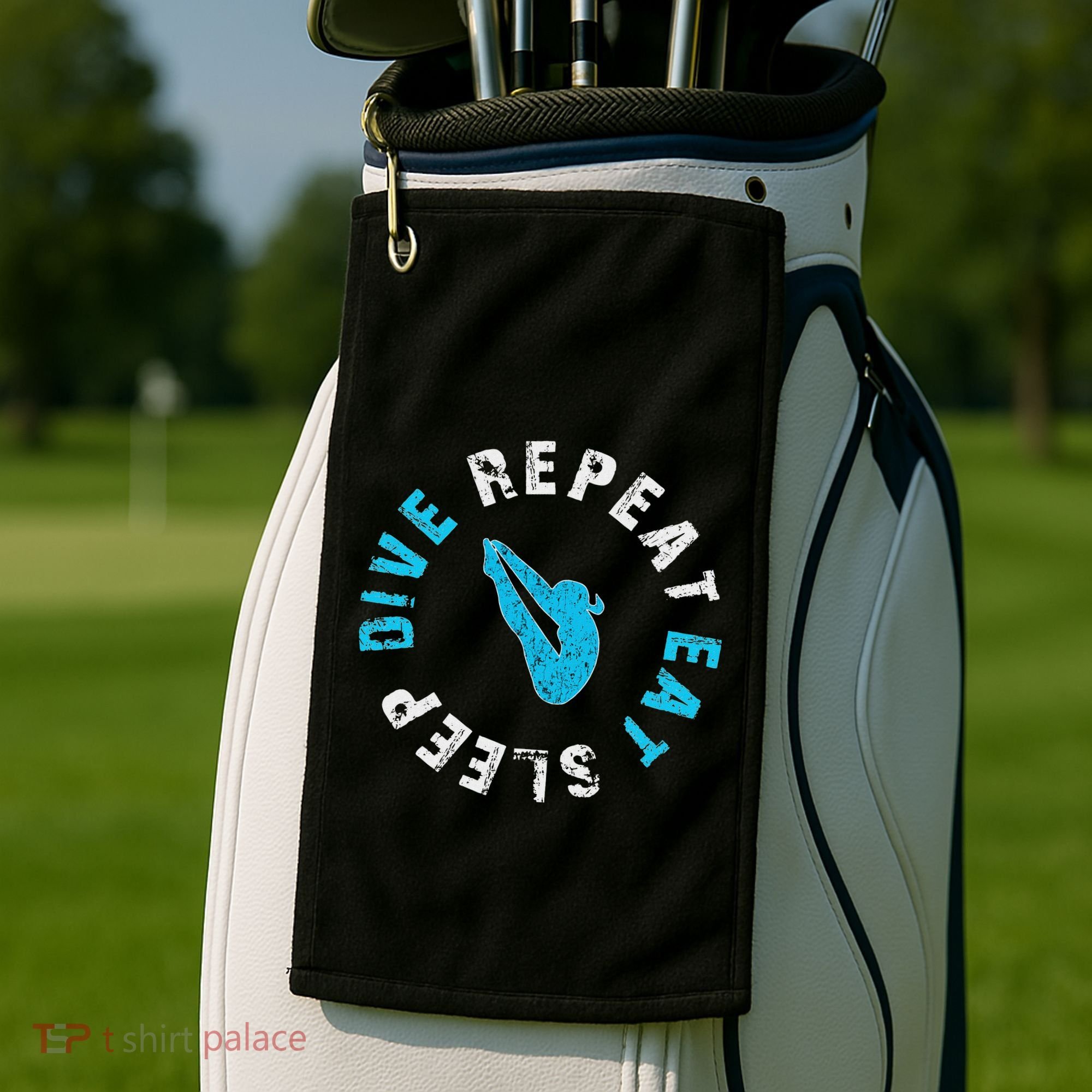 Funny Springboard Divers & Diving Board Game Gift Golf Towel