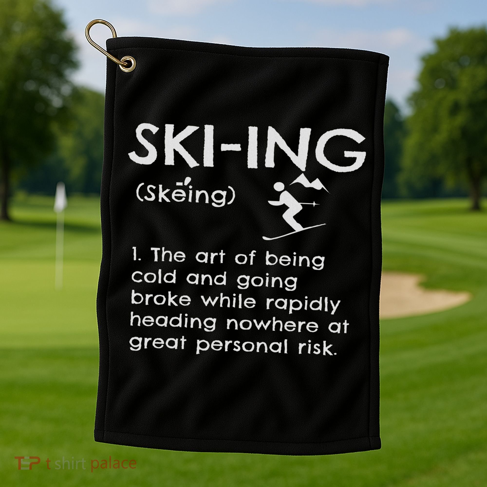 Funny Skiing Definition Ski Gift Idea For Skiers Golf Towel
