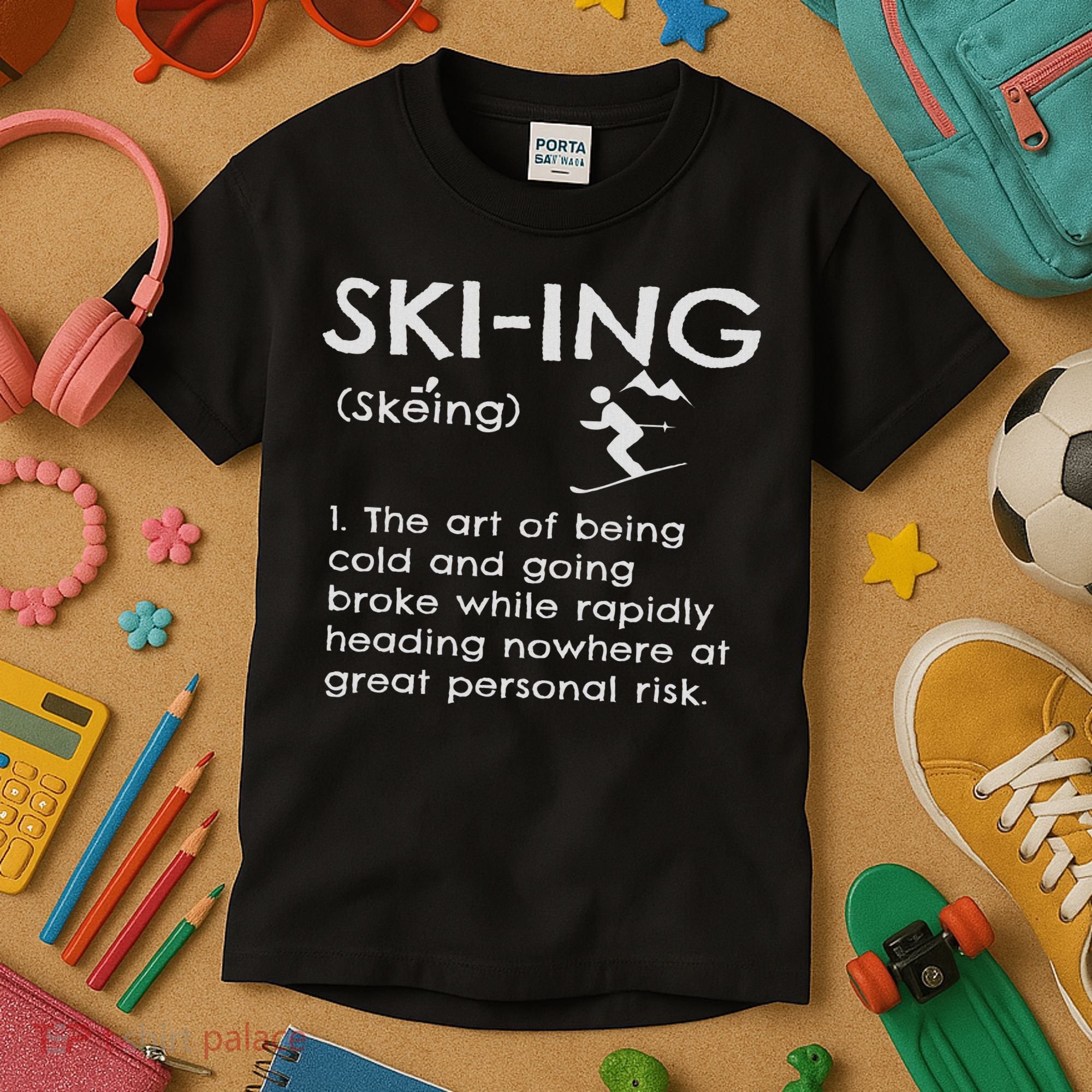 Funny Skiing Definition Ski Gift Idea For Skiers Kids T-Shirt