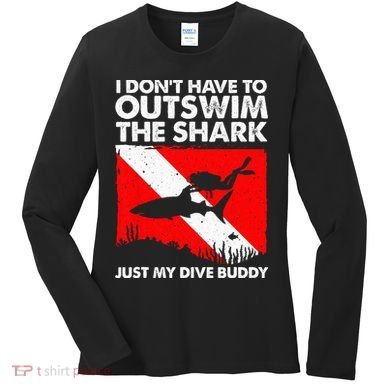 Funny Scuba Diving Design For  Shark Diving Buddy Women's Long Sleeve Shirt