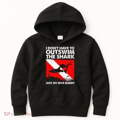 Funny Scuba Diving Design For  Shark Diving Buddy Kids Hoodie