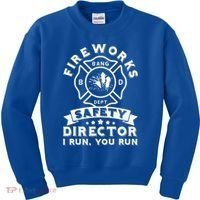 Fireworks Safety Director I Run You Run Bang Dept Patriotic Kids Sweatshirt thumb 0