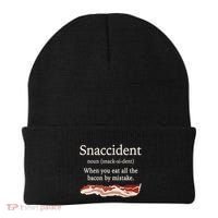 Funny Snaccident Definition Eat All The Bacon By Mistake Beanie thumb 0