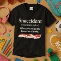 Funny Snaccident Definition Eat All The Bacon By Mistake Kids T-Shirt thumb 3