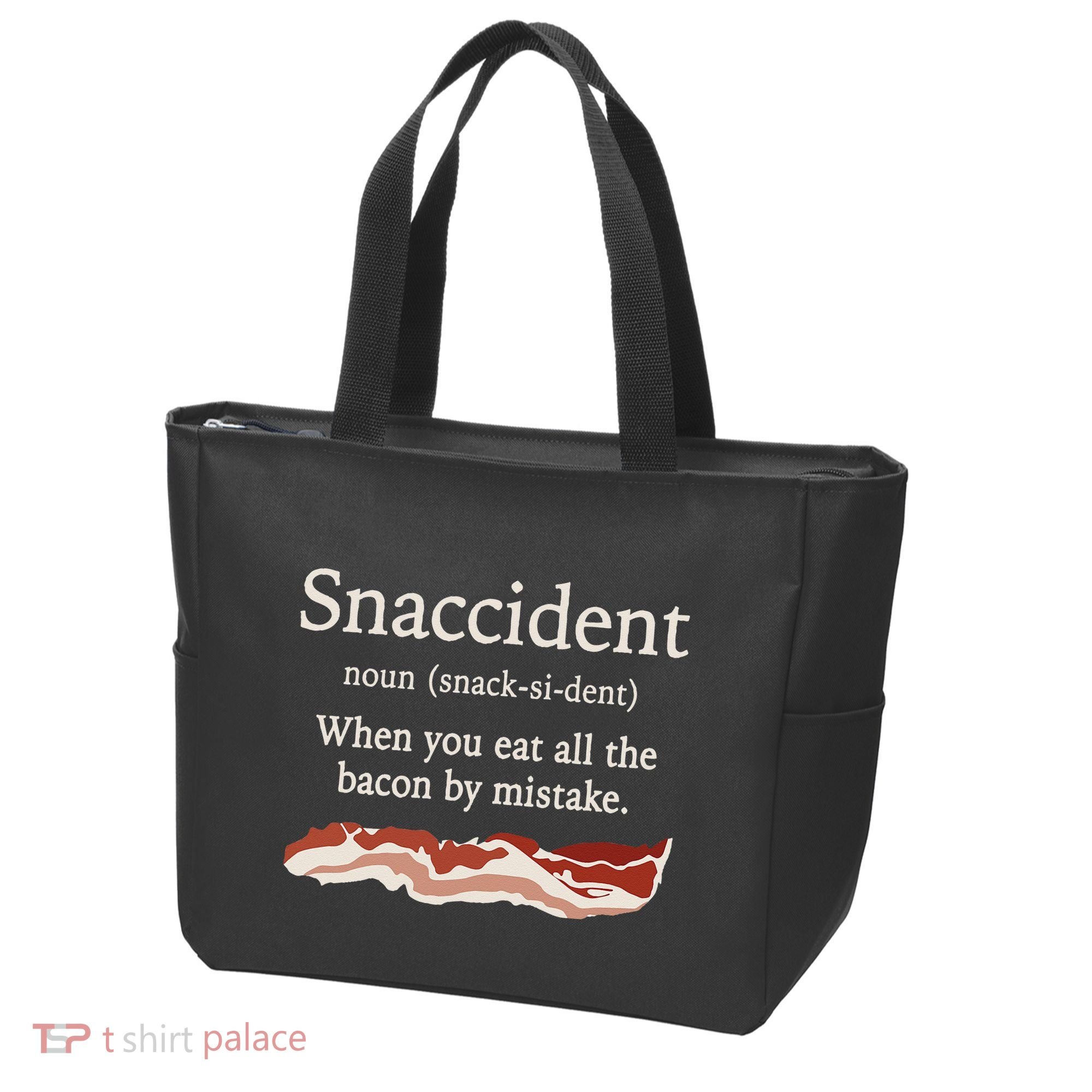 Funny Snaccident Definition Eat All The Bacon By Mistake Tote Bag