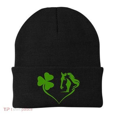 Funny St.Patricks Day design shenanigans shamrock horse Beanie