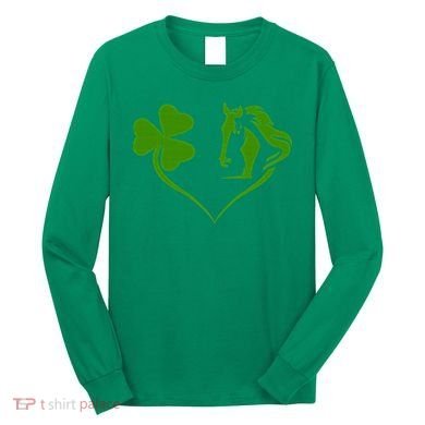 Funny St.Patricks Day design shenanigans shamrock horse Long Sleeve Shirt