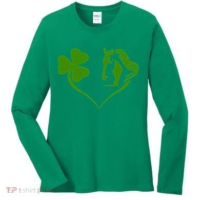 Funny St.Patricks Day design shenanigans shamrock horse Women's Long Sleeve Shirt