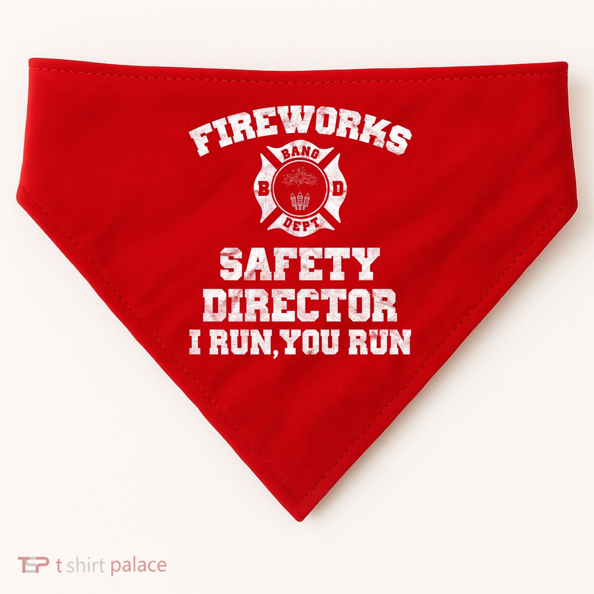 Fireworks Safety Director I Run You Run 4th Of July USA-Made Doggie Bandana