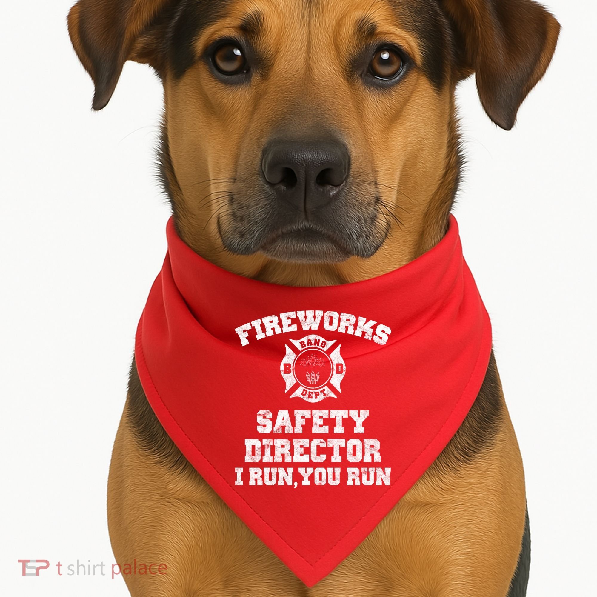 Fireworks Safety Director I Run You Run 4th Of July USA-Made Doggie Bandana
