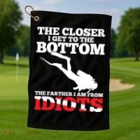 Funny Scuba Diving Flag Dive Quote Scuba Diver Gift Meaningful Gift Golf Towel thumb 1
