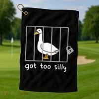 Funny Saying Duck Go To Silly Goose In Jail Golf Towel thumb 1