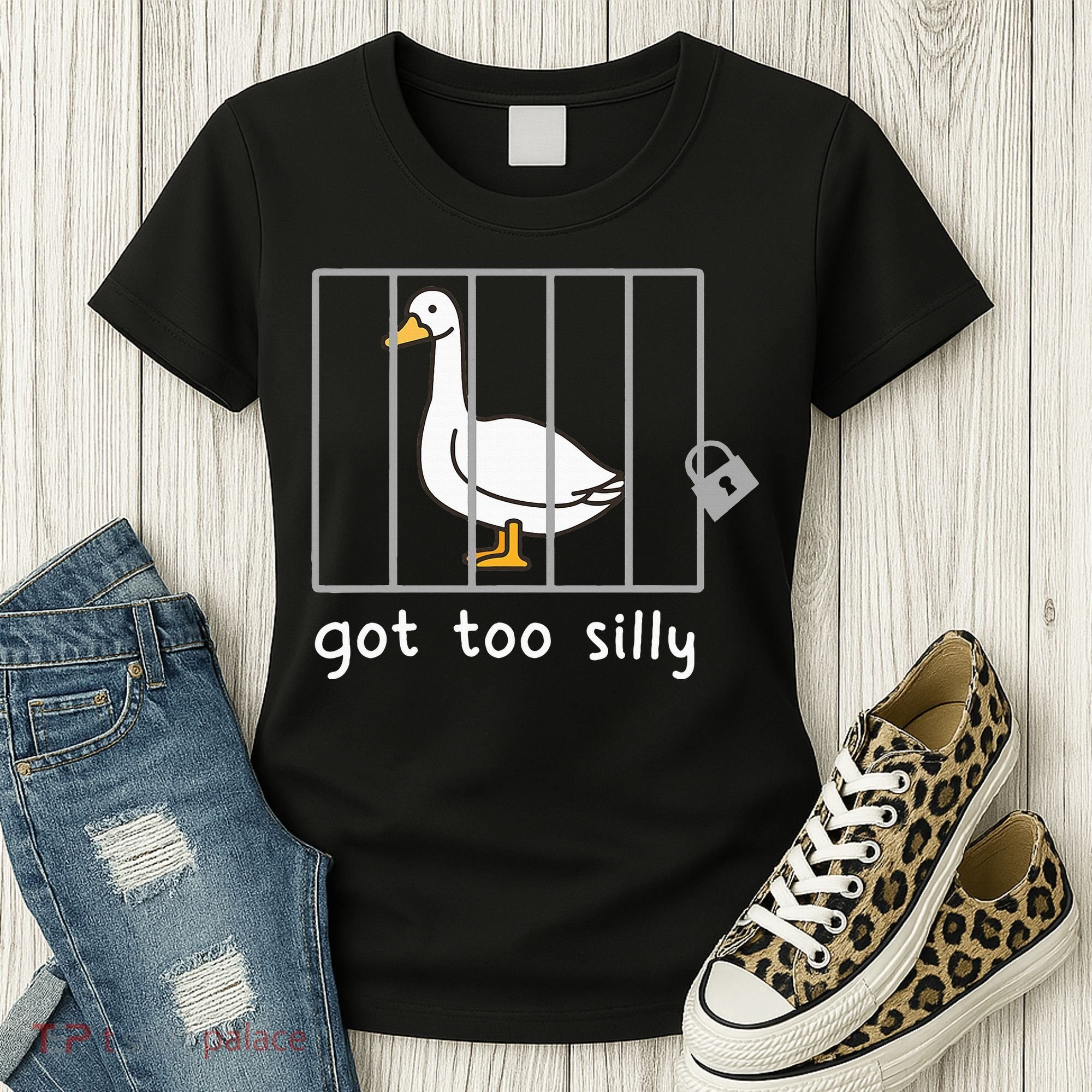 Funny Saying Duck Go To Silly Goose In Jail Women's T-Shirt