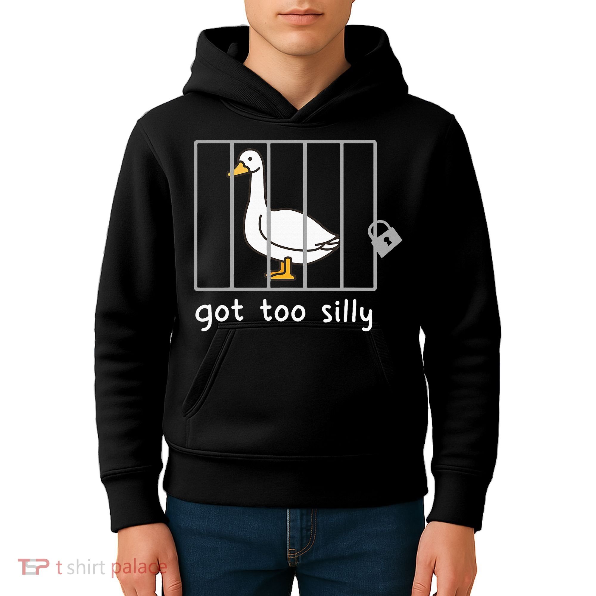 Funny Saying Duck Go To Silly Goose In Jail Kids Hoodie