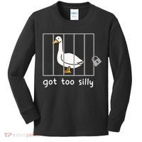 Funny Saying Duck Go To Silly Goose In Jail Kids Long Sleeve Shirt thumb 0