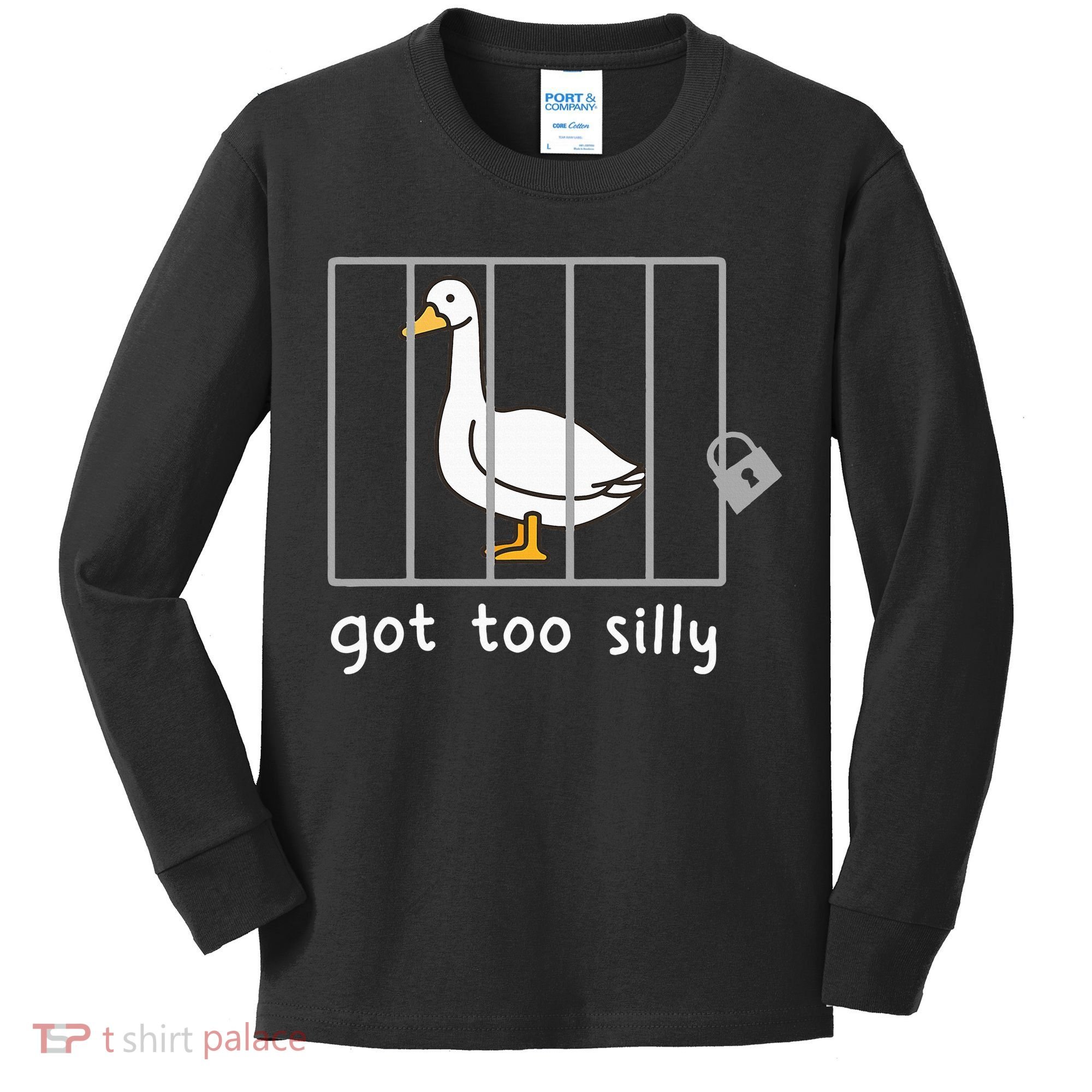 Funny Saying Duck Go To Silly Goose In Jail Kids Long Sleeve Shirt