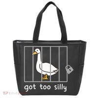 Funny Saying Duck Go To Silly Goose In Jail Tote Bag thumb 0
