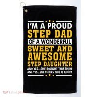 Funny Step Dad Gift Fathers Day Gift Step Daughter Stepdad Gift Golf Towel thumb 0