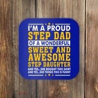 Funny Step Dad Gift Fathers Day Gift Step Daughter Stepdad Gift Coaster thumb 0