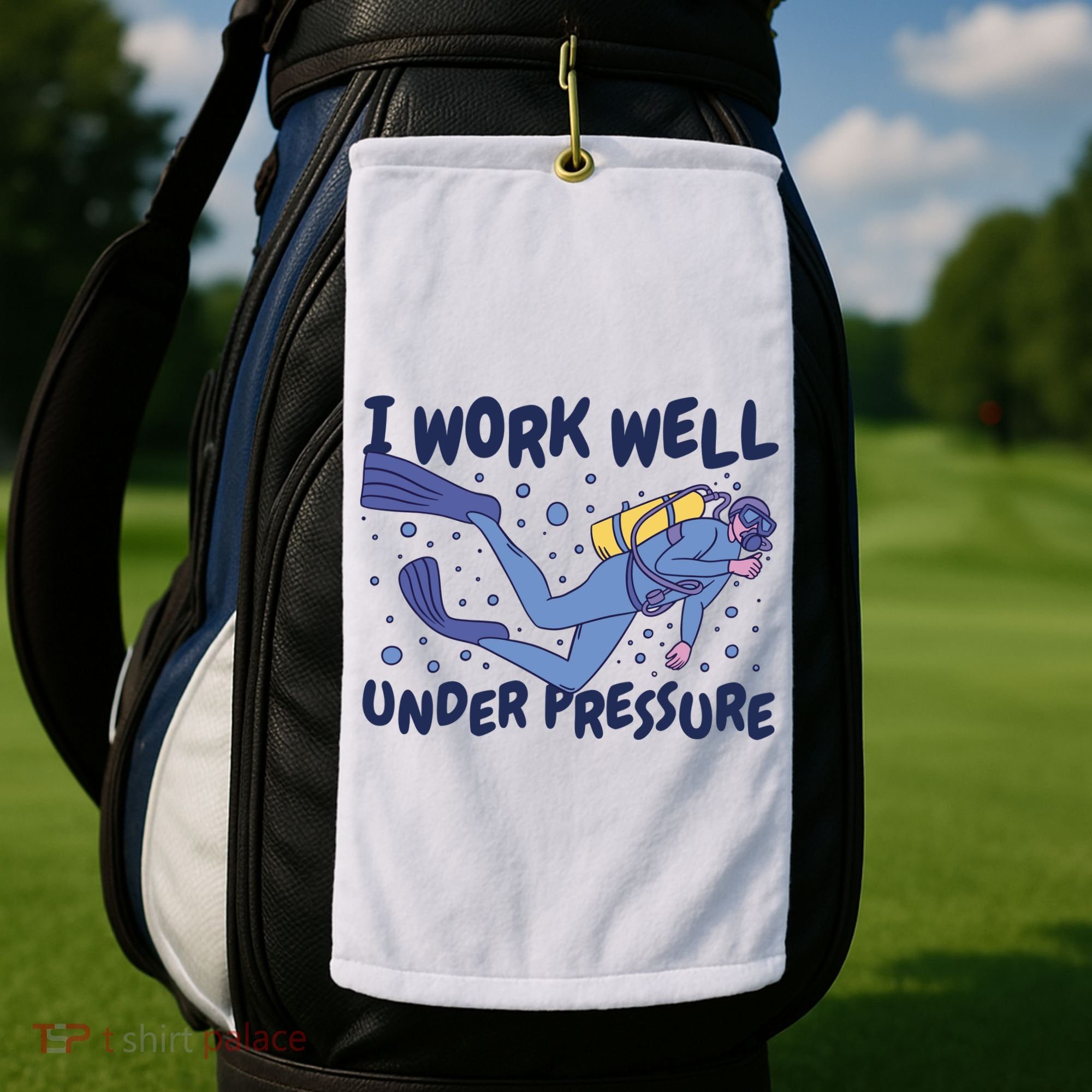 Funny Scuba Diving I Work Well Under Pressure Golf Towel