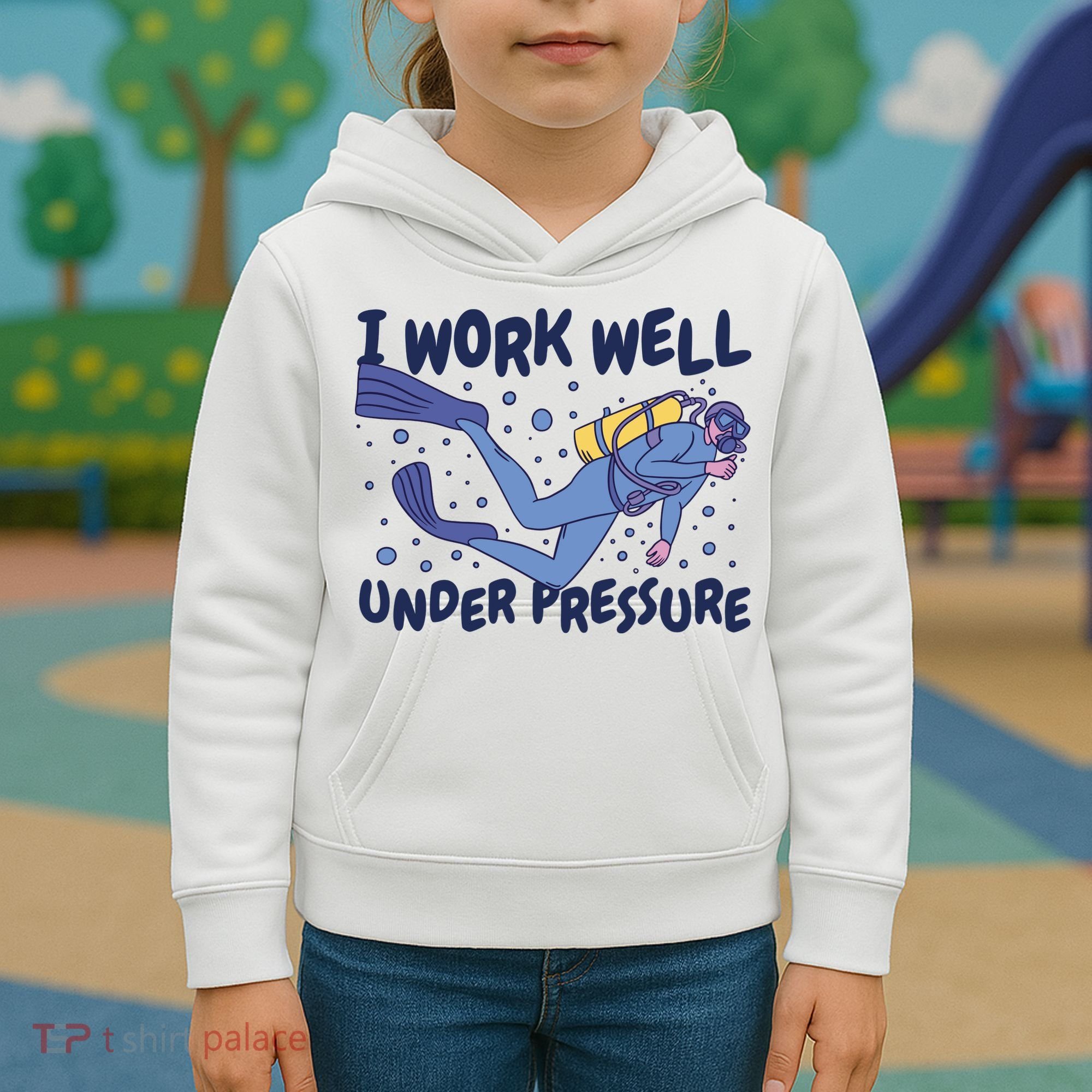 Funny Scuba Diving I Work Well Under Pressure Kids Hoodie