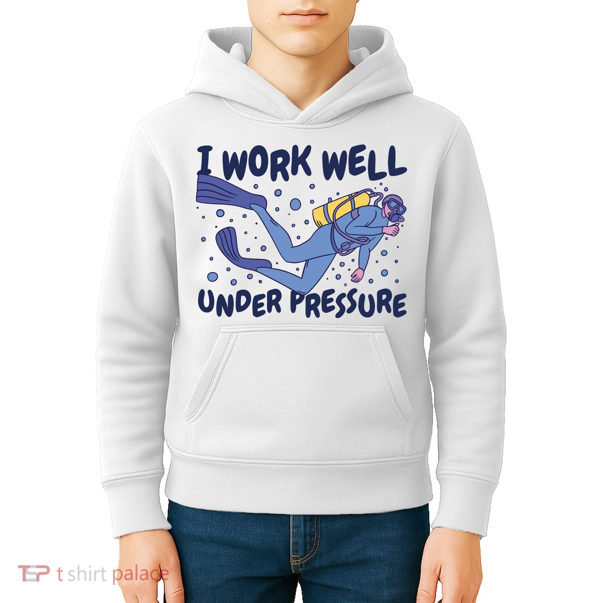 Funny Scuba Diving I Work Well Under Pressure Kids Hoodie