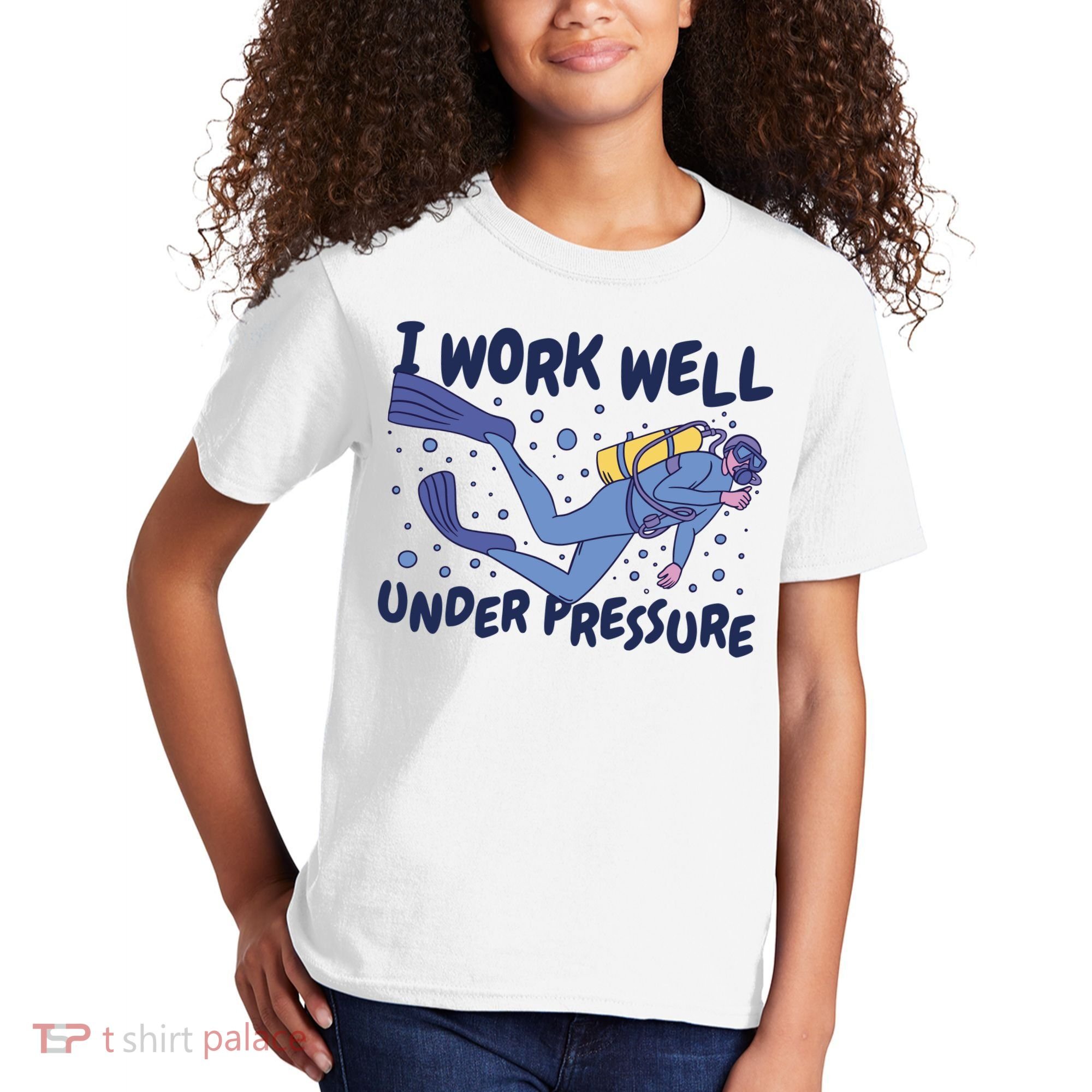 Funny Scuba Diving I Work Well Under Pressure Kids T-Shirt