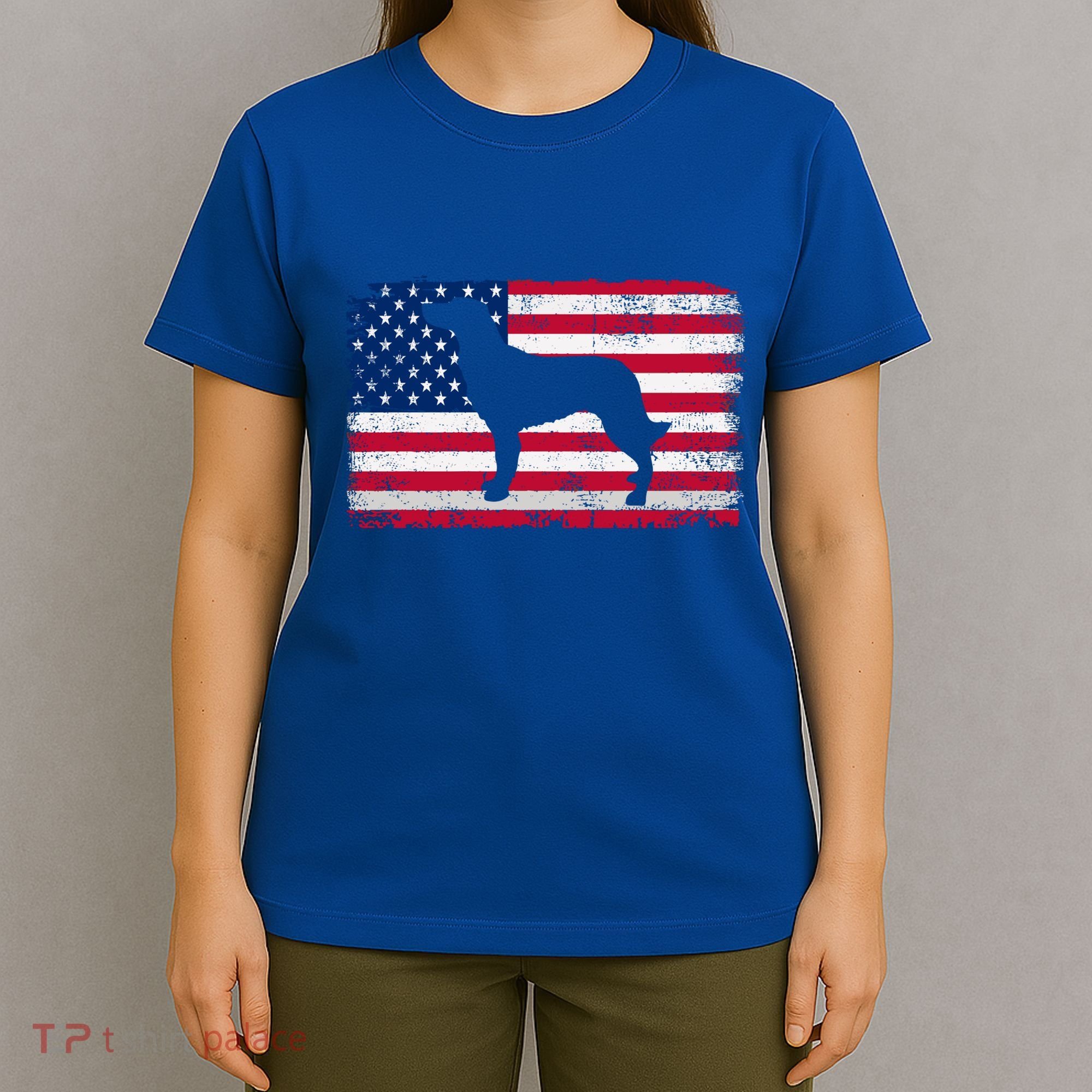 French Spaniel Dog Lover 4th Of July Patriotic American Flag Cute Gift T-Shirt