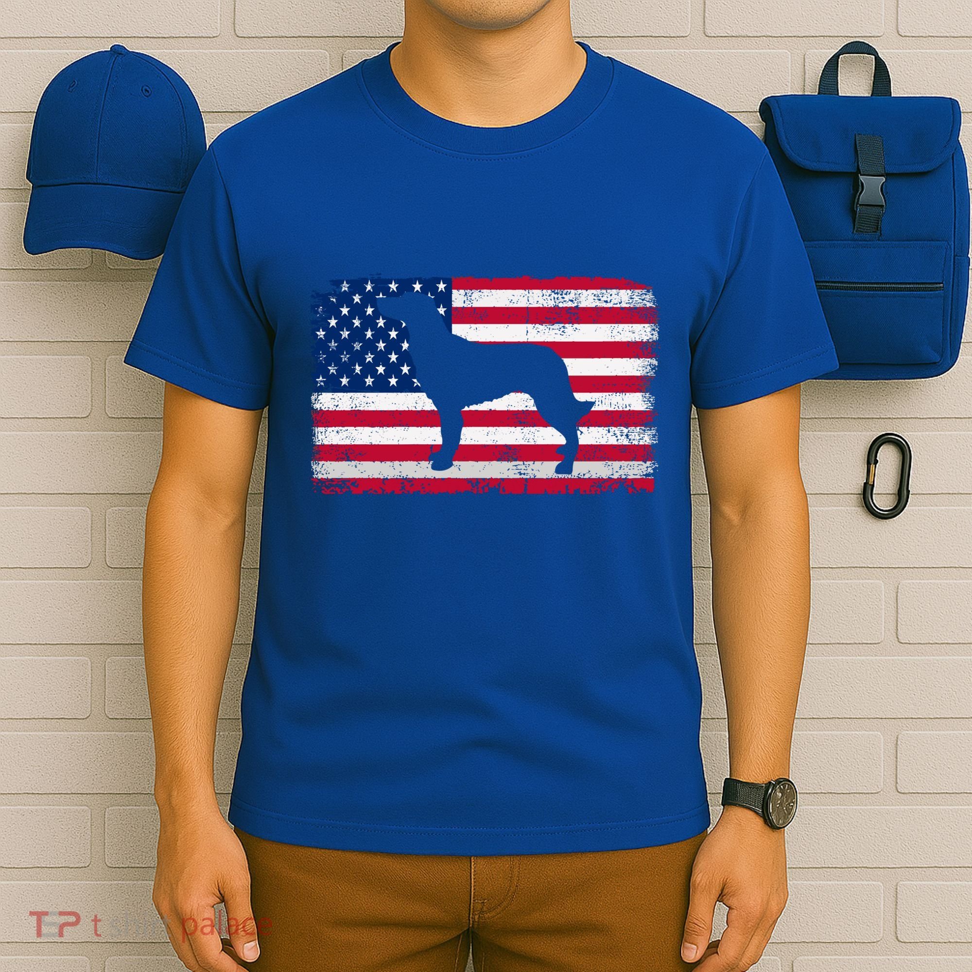 French Spaniel Dog Lover 4th Of July Patriotic American Flag Cute Gift T-Shirt