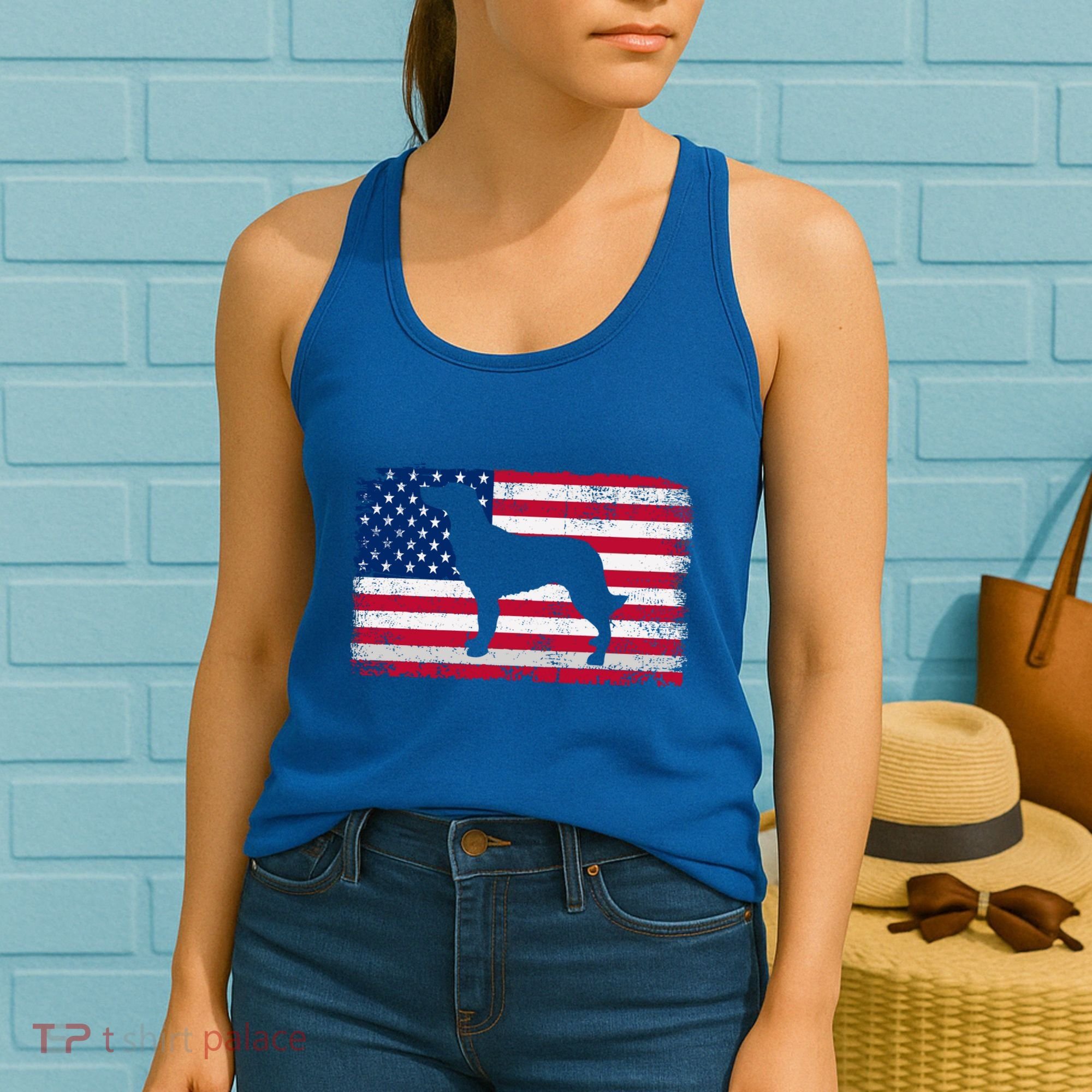 French Spaniel Dog Lover 4th Of July Patriotic American Flag Cute Gift Women's Tank Top